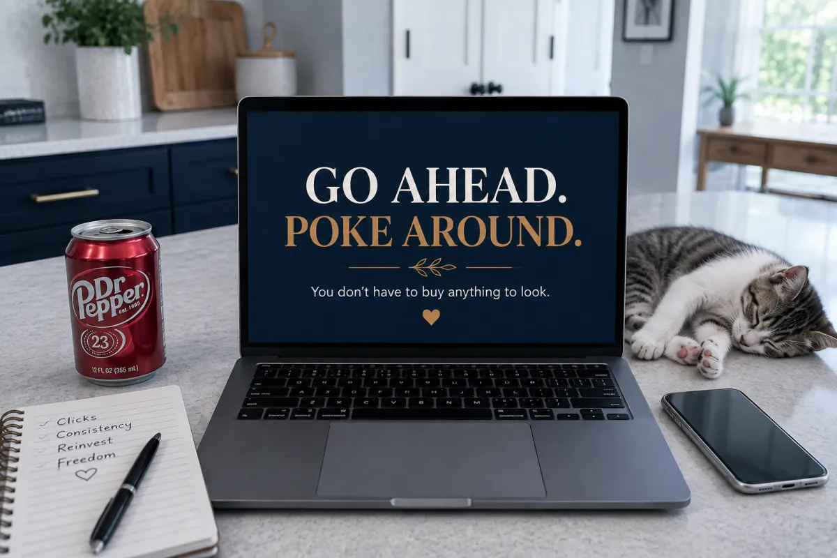 Laptop on a counter