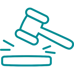 gavel icon in teal for the DIY marketer who are micromanagers