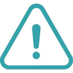caution icon in teal