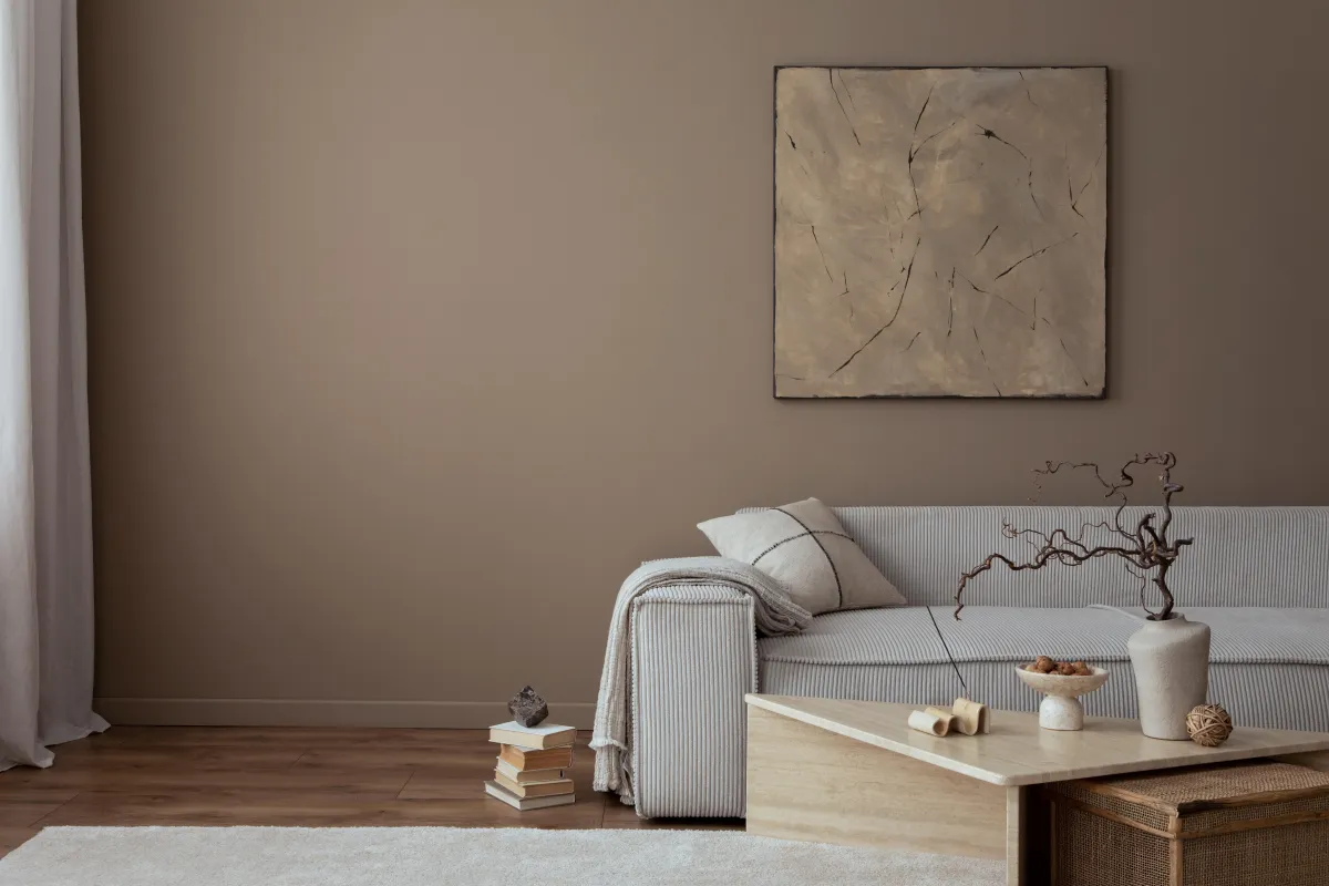 neutral living room with sofa