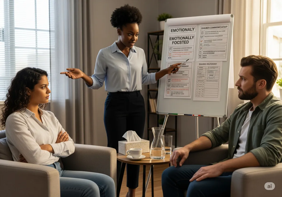 A supportive ACT therapy moment at Cornerstone Wellness Center in Medina, OH, depicting a therapist and client during a transformative breakthrough in a caring setting.