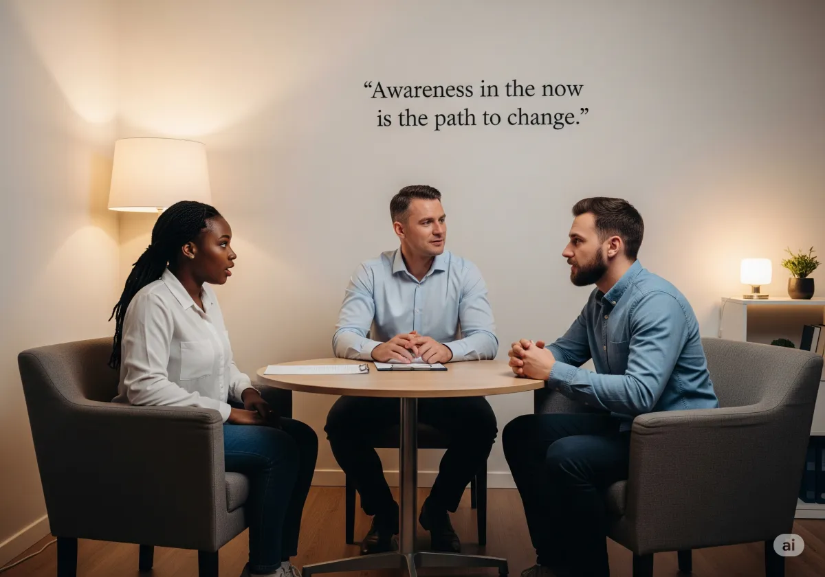 ACT therapy session at Cornerstone Wellness Center in Medina, OH, with therapist David Reece and a Latina teen client in a bright, encouraging therapy space.