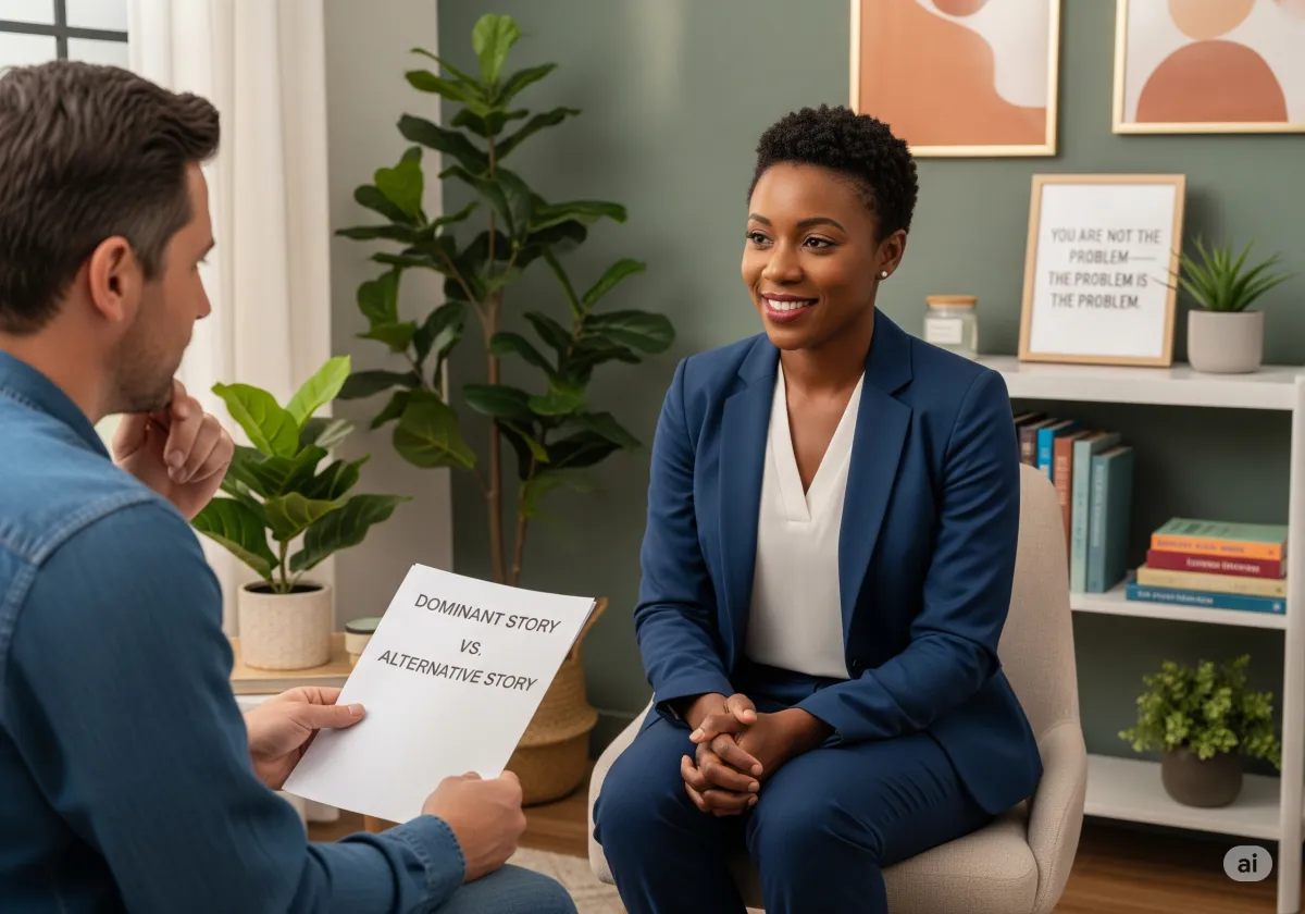 ACT therapy session at Cornerstone Wellness Center in Medina, OH, with therapist David Reece and a Latina teen client in a bright, encouraging therapy space.