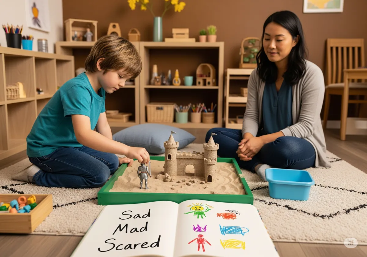 A supportive ACT therapy moment at Cornerstone Wellness Center in Medina, OH, depicting a therapist and client during a transformative breakthrough in a caring setting.