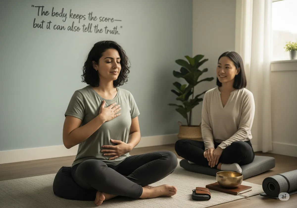 A supportive ACT therapy moment at Cornerstone Wellness Center in Medina, OH, depicting a therapist and client during a transformative breakthrough in a caring setting.