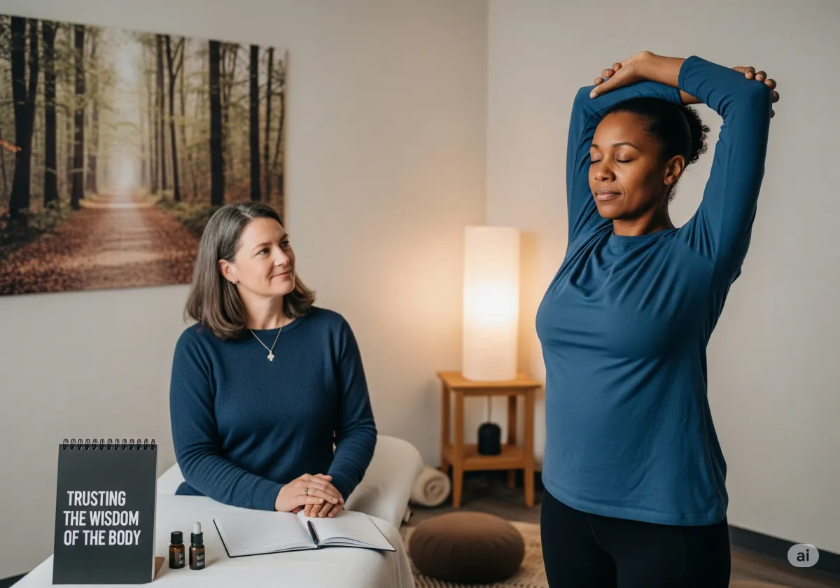 ACT therapy session at Cornerstone Wellness Center in Medina, OH, with therapist Christine Zeh and a middle-aged Asian American female client in a welcoming environment.