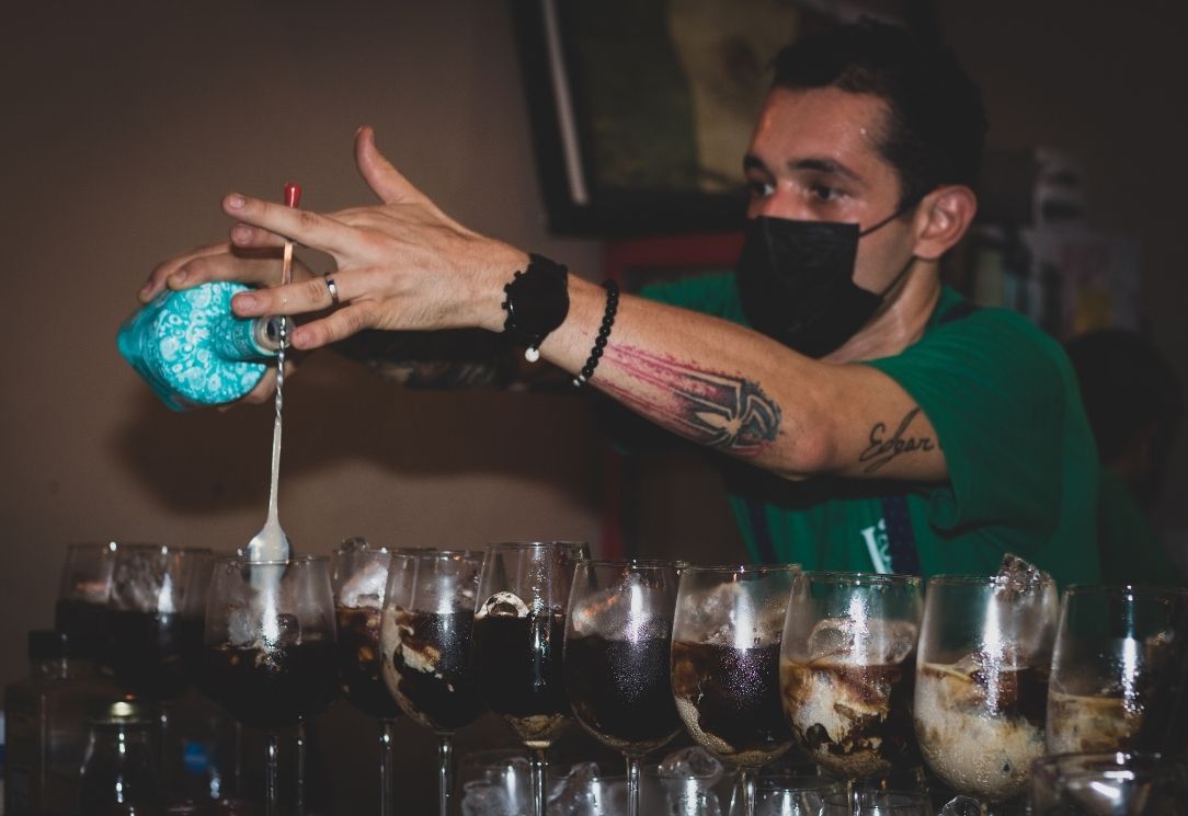 Margaritas being poured at Isla Mujeres bar