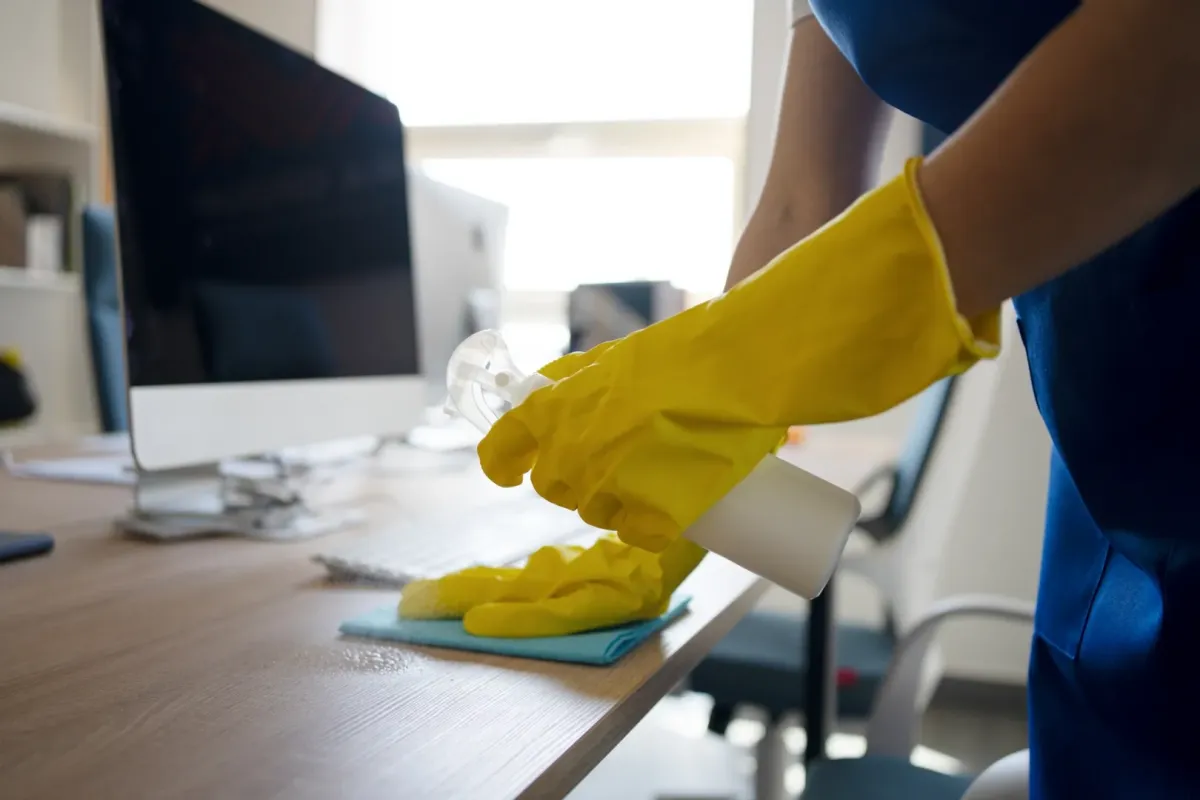 cleaning the desk
