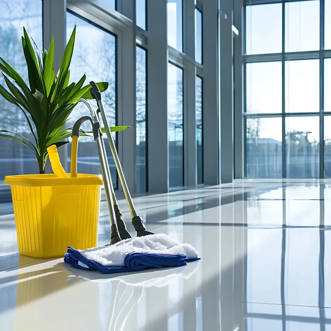 bucket of water for cleaning and mop