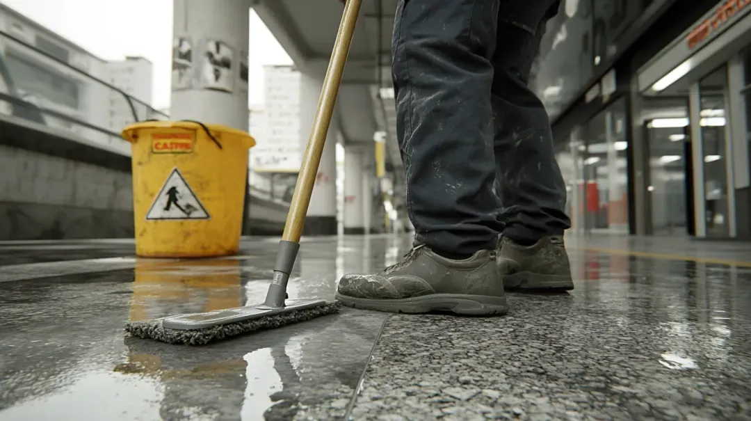 cleaning the floor