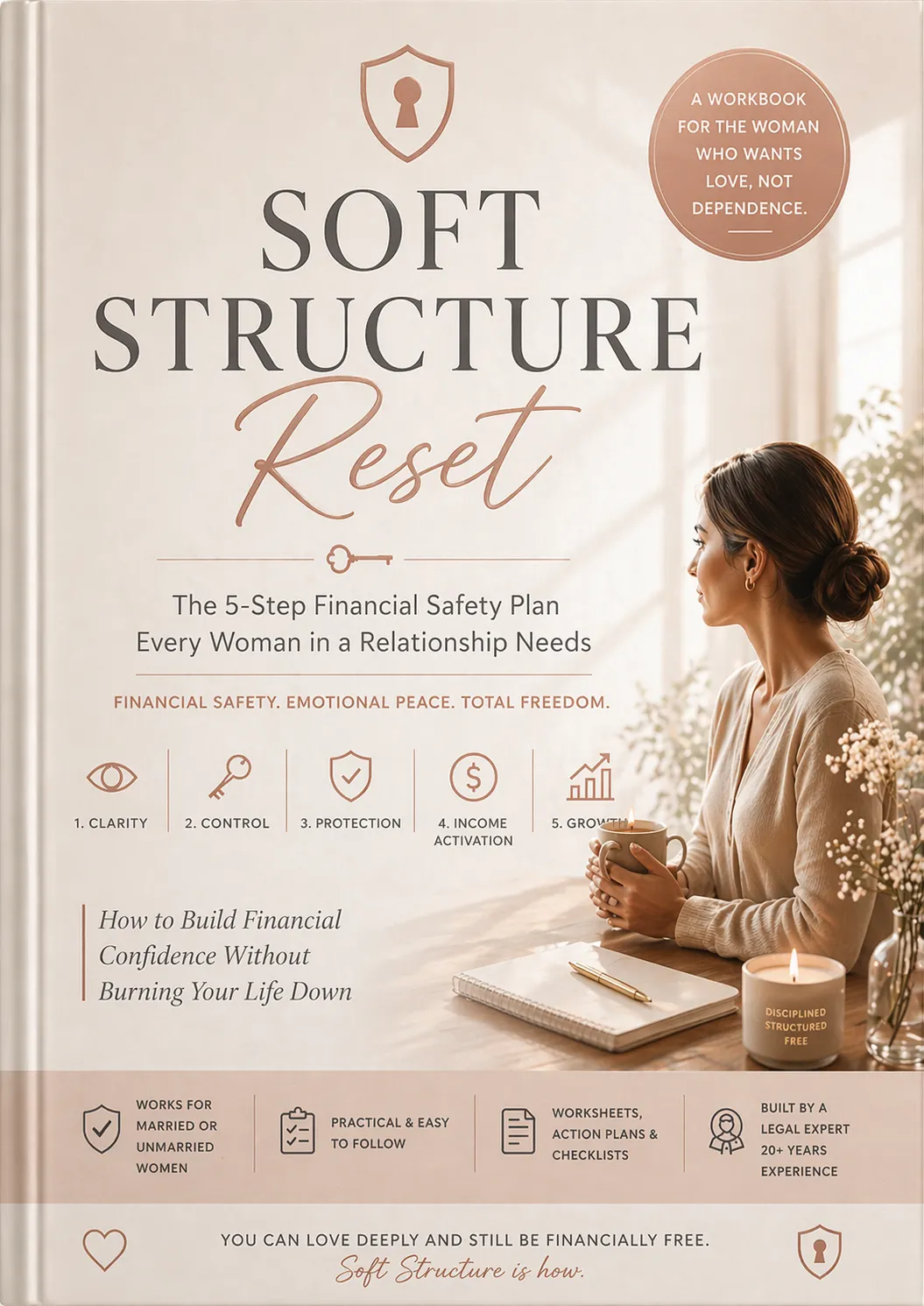 Visual mockup of the Soft Structure Reset Workbook laid out elegantly