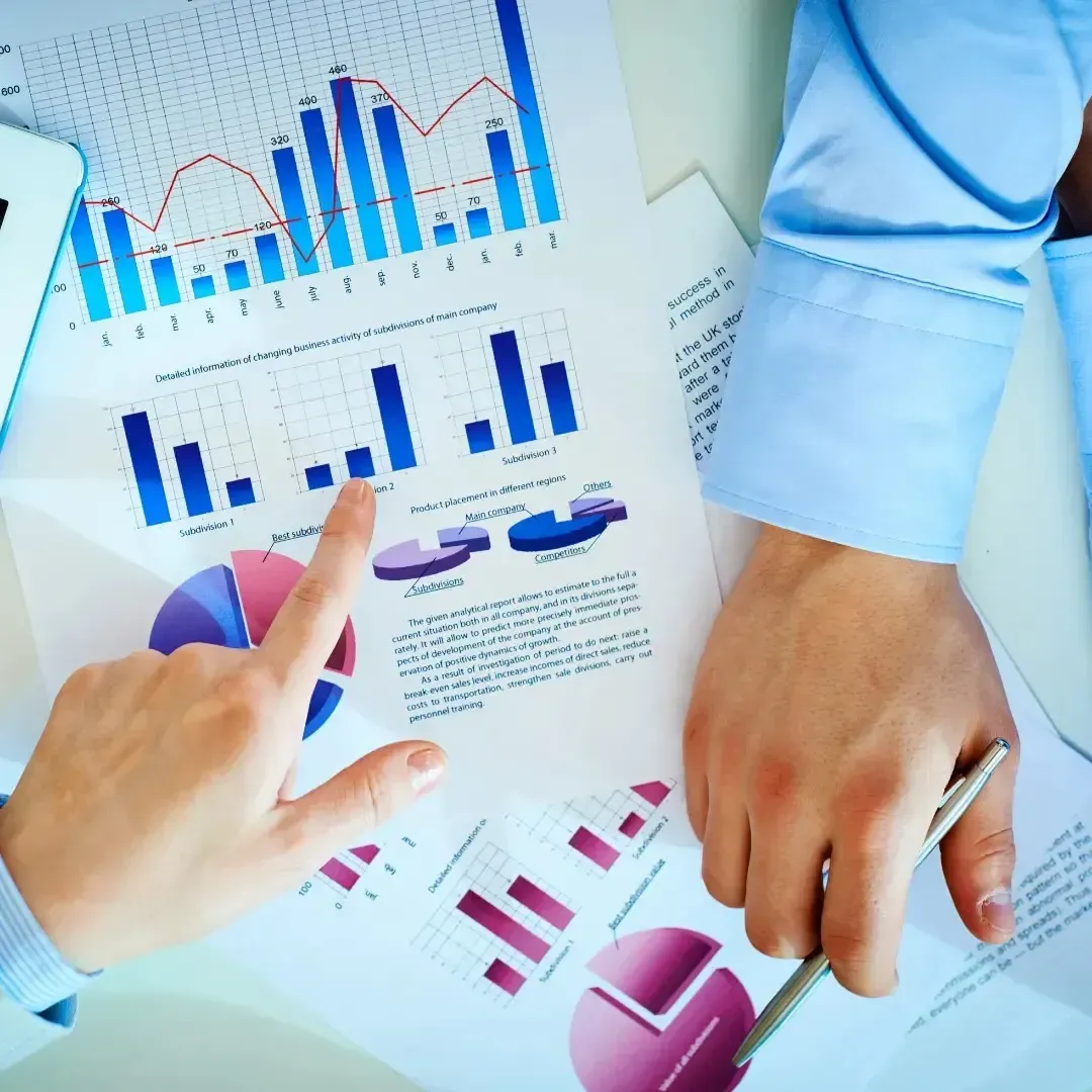 Business report with data visualizations showing growth insights enhanced by AI tools.