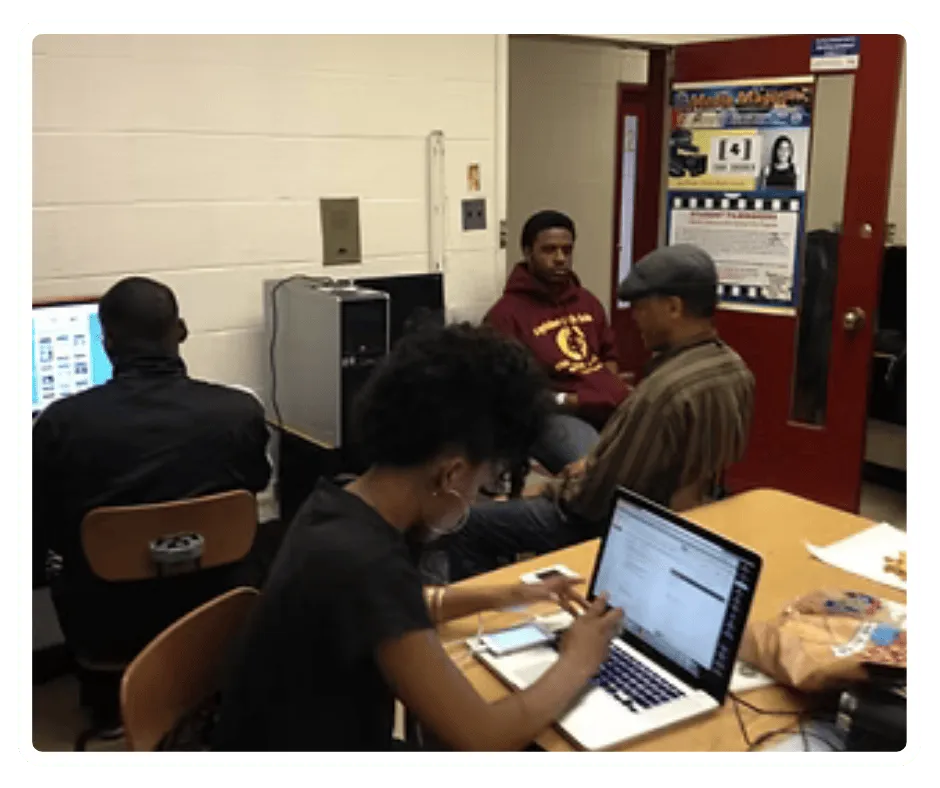 Students participating in EVT Educational Productions media training program focused on African American storytelling and educational media