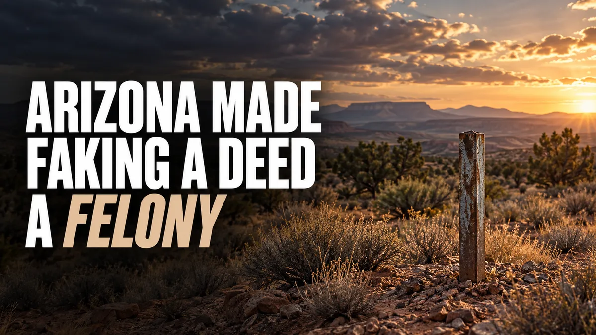 ARIZONA JUST MADE IT A FELONY TO FAKE YOUR DEED: What SB 1479 Actually Changes for Every Land Owner