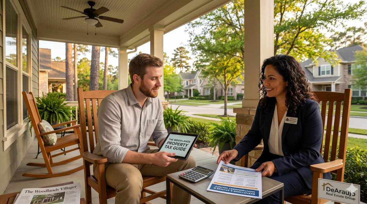 How do property taxes work in Texas and The Woodlands?