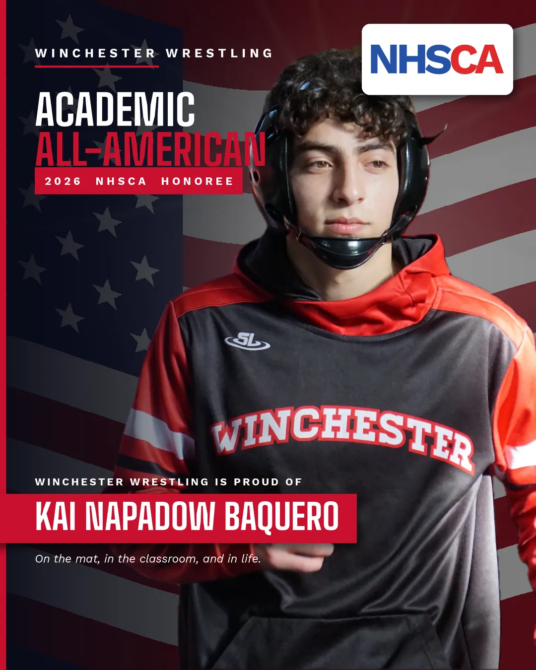 Kai Napadow Baquero, 2026 NHSCA Academic All-American, Winchester wrestling