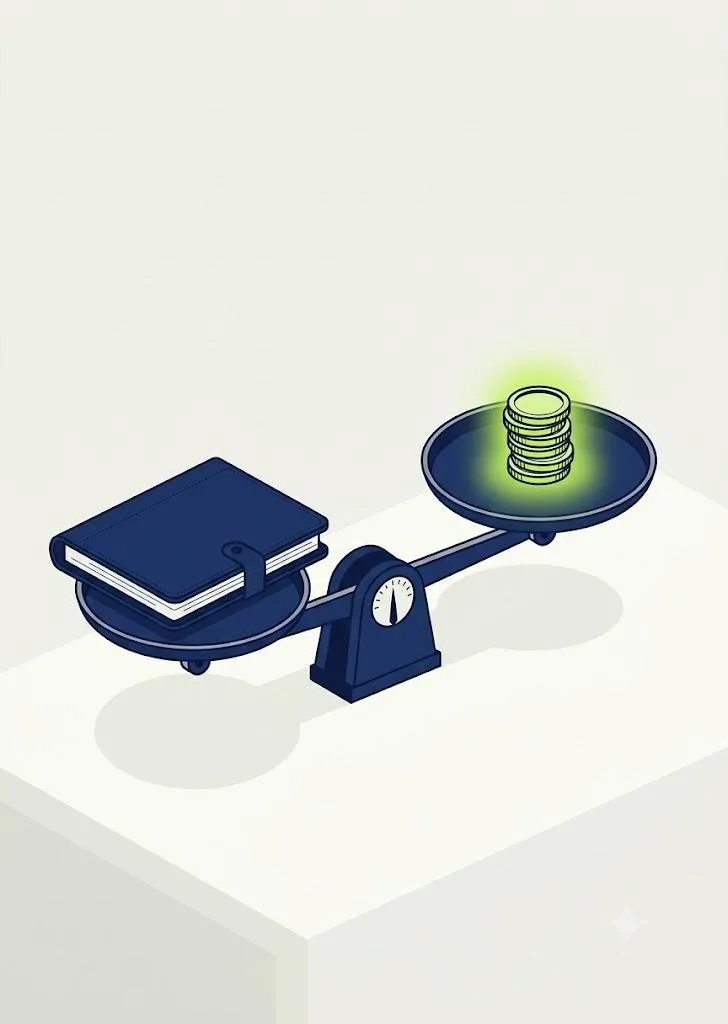Iillustration of two layered financial statement cards representing net equity from a home sale and mortgage qualification for the next property, for Ontario downsizers.
