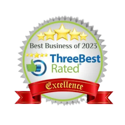 logo for a best business of 2023 award of excellence
