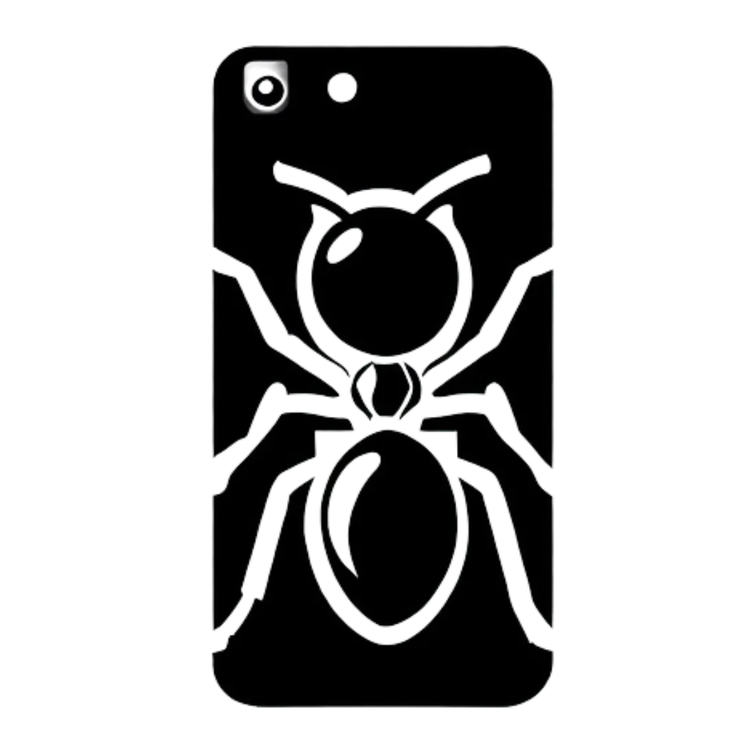 black logo of an ant crawling on a mobile phone