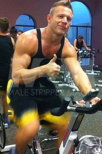 Male stripper Jake during a workout