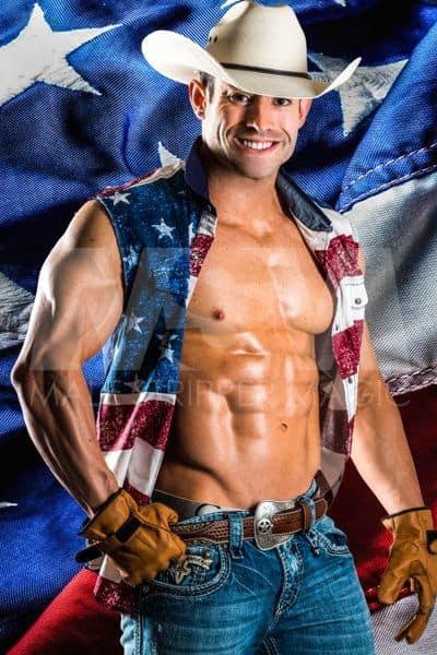 Male stripper Pauley in patriotic attire