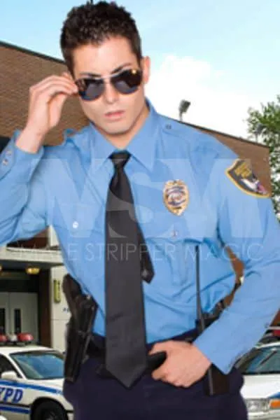Male stripper Pauley in police officer costume