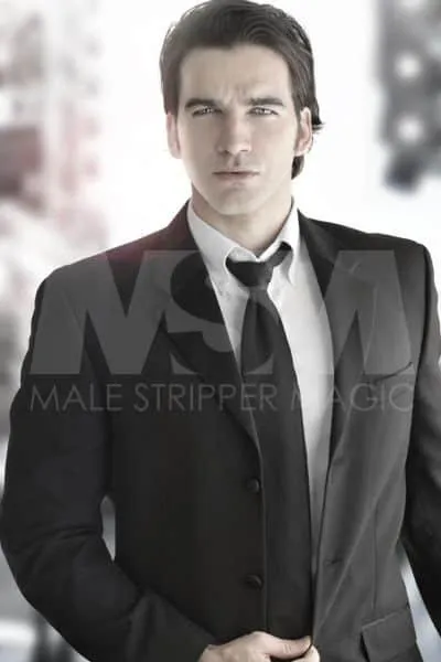 Male stripper Nick looking professional in a suit