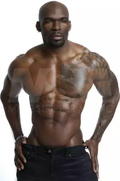 Black male stripper Swagg showcasing perfect physique