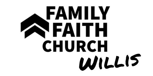 Square logo badge with two black upwards-pointing chevrons and the text 'FAMILY FAITH CHURCH' stacked in bold black sans-serif font