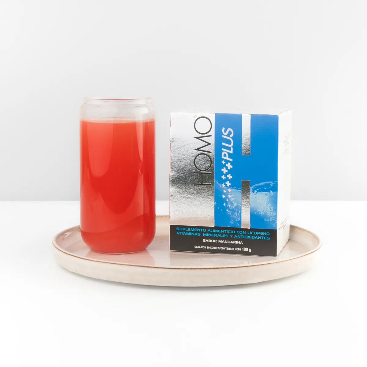 Suplemento alimenticio para hombres Homo Plus de Omnilife sabor mandarina