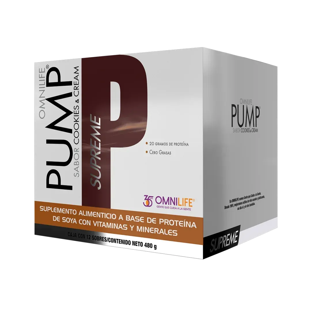 Malteada post entrenamiento Pump Supreme de Omnilife con proteína sabor cookies