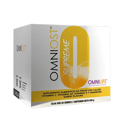 Suplemento de calcio y vitamina D3 Omniost Supreme de Omnilife sabor plátano