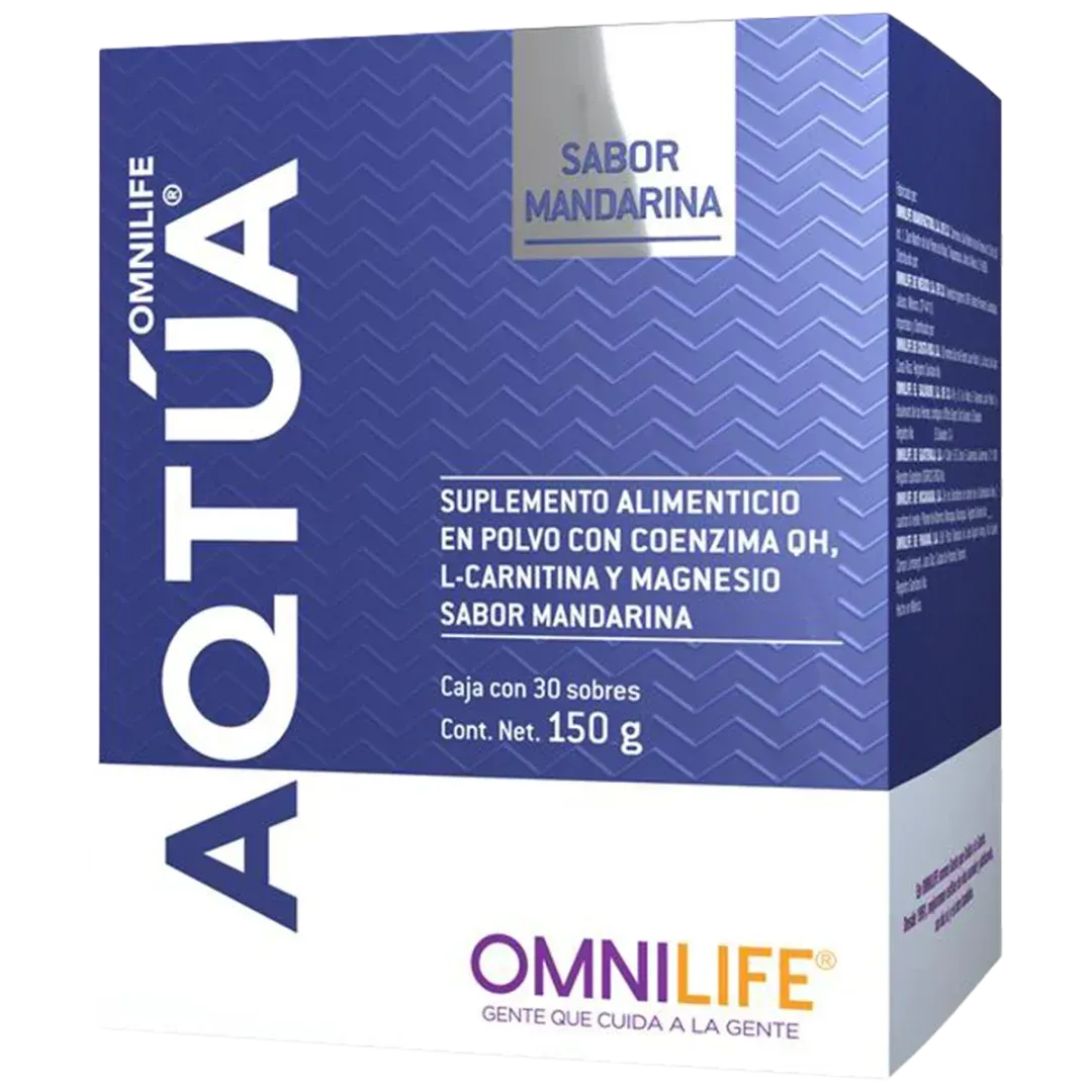 Suplemento alimenticio Aqtúa Supreme de Omnilife con Coenzima Q10 sabor mandarina