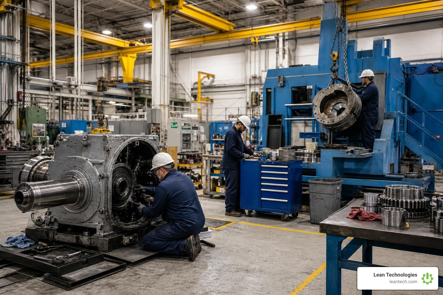 SAP PM module manufacturing shop floor with down machinery