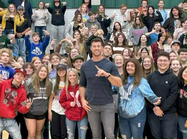 Clayton Echard and students