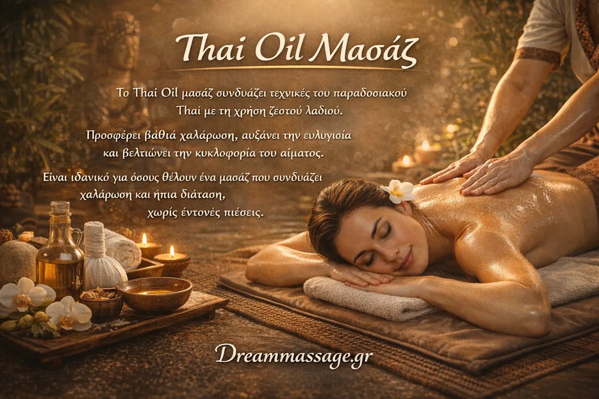 Thai oil μασάζ με ζεστά λάδια και τεχνικές πίεσης
