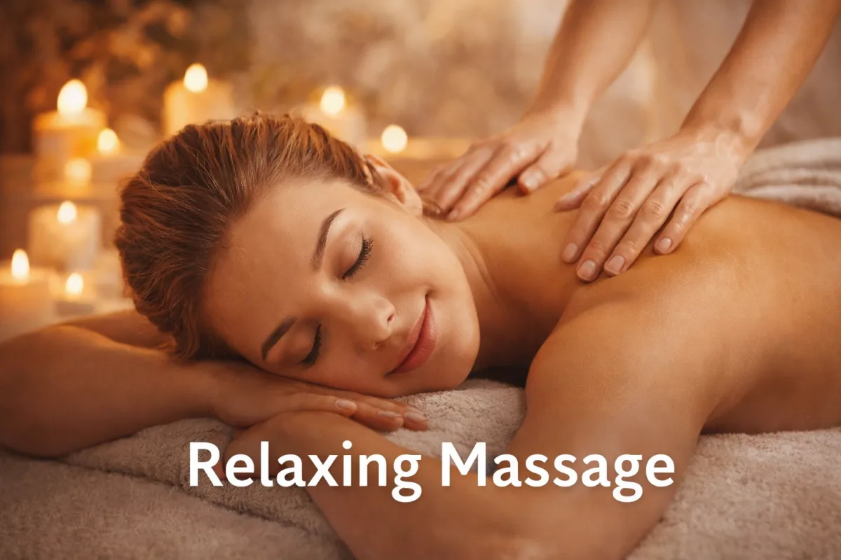 Relaxing massage session in a hotel room with warm spa atmosphere