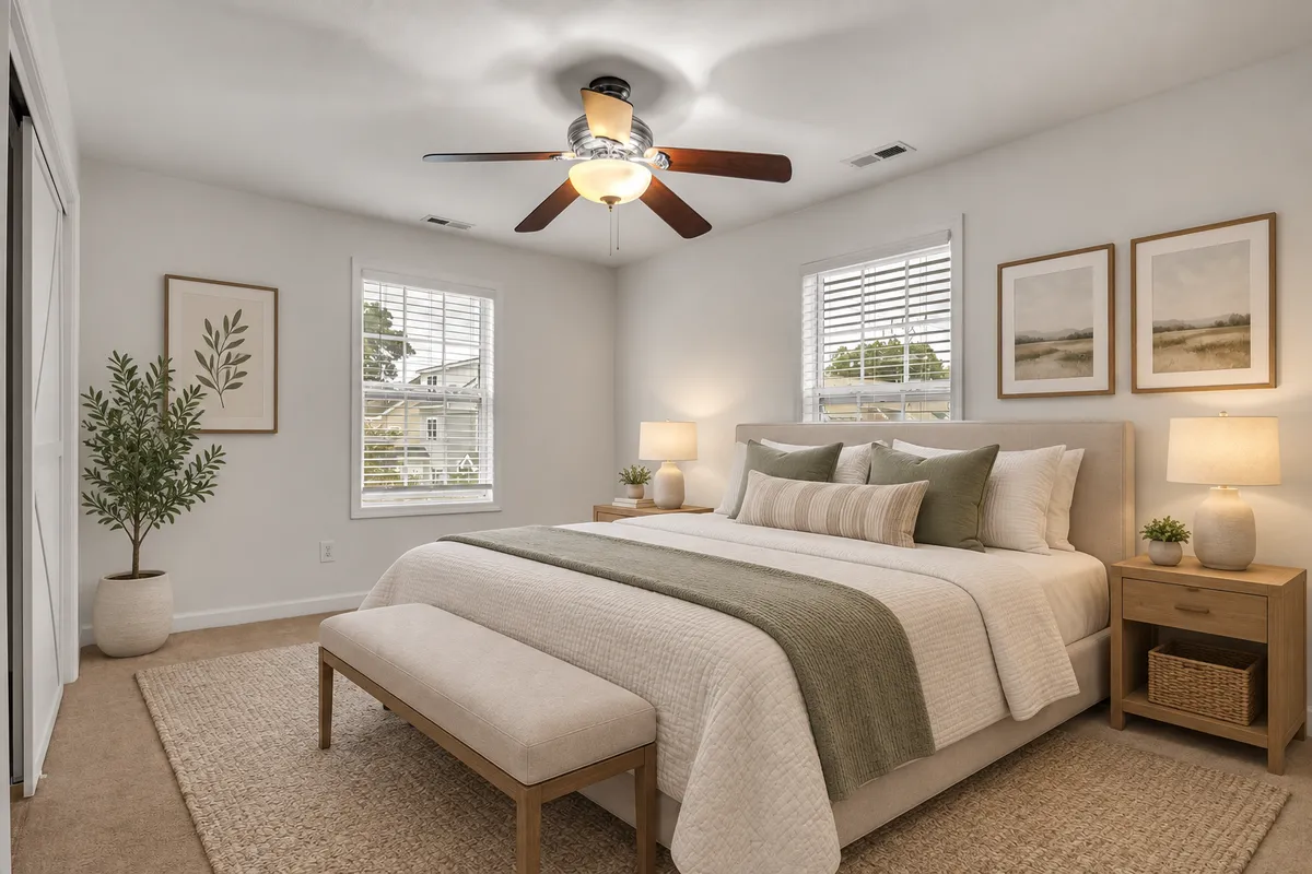 Digitally staged bedroom concept for 402 26th Street