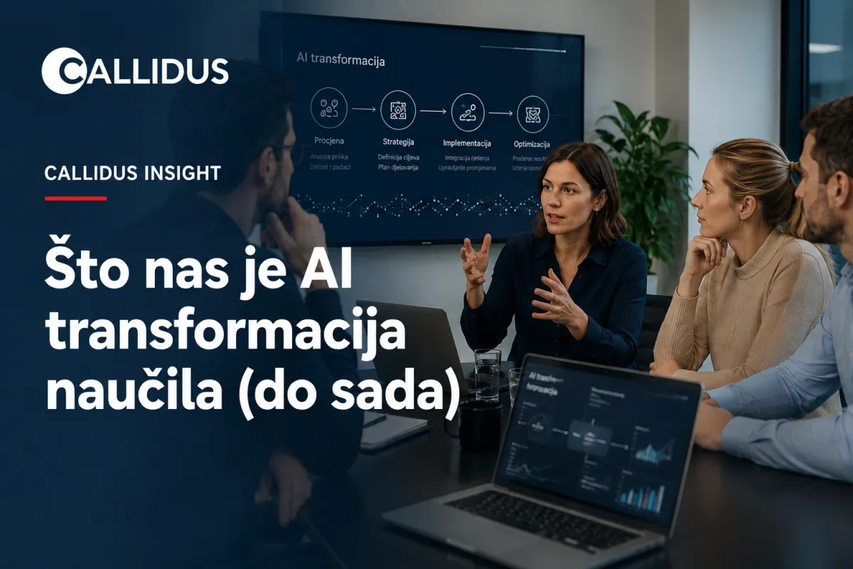 Callidus tim radi s AI alatima u uredu — AI transformacija obrazovne ustanove