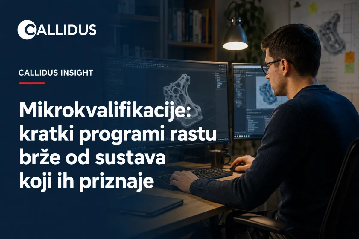 Polaznik za računalom izrađuje 3D model na kratkom programu, mikrokvalifikacije, Callidus