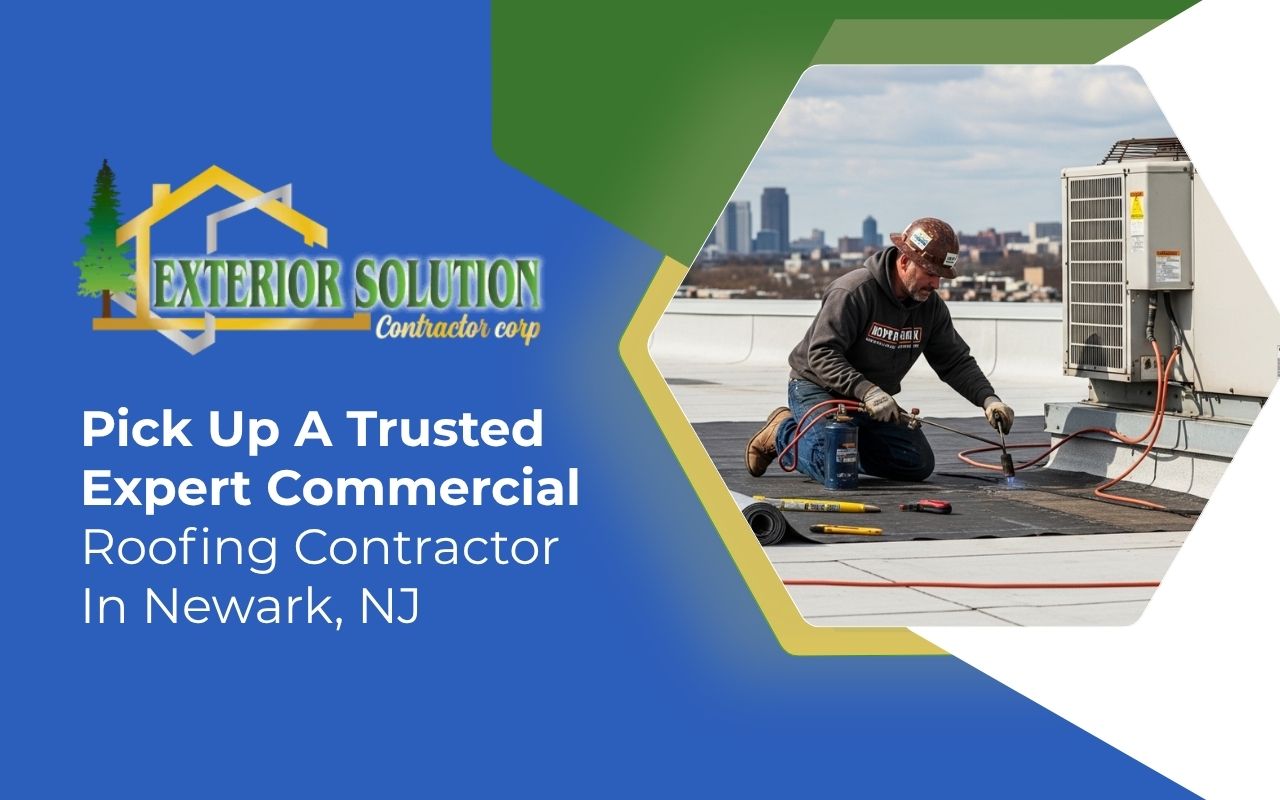 commercial roofing contractor in Newark, NJ working on a business roof