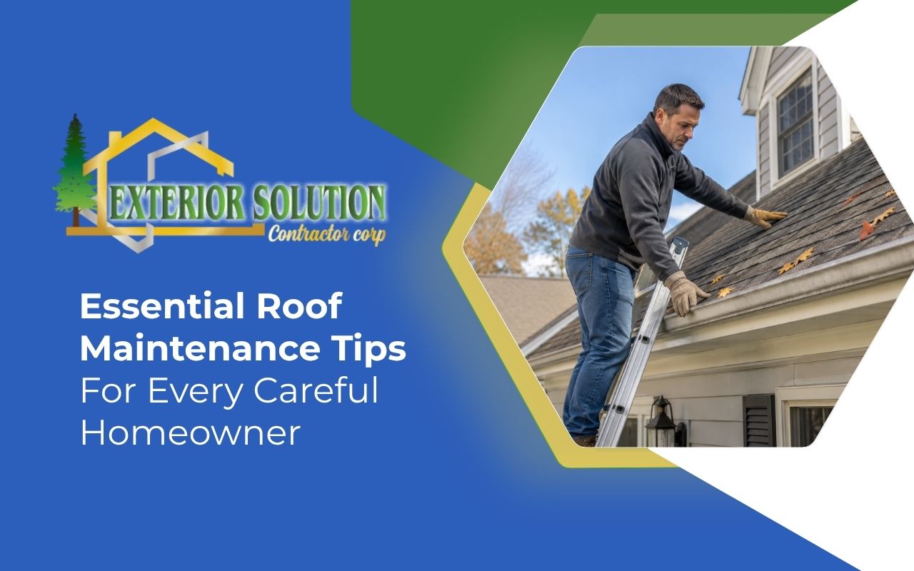 Homeowner following roof maintenance tips during a seasonal roof check