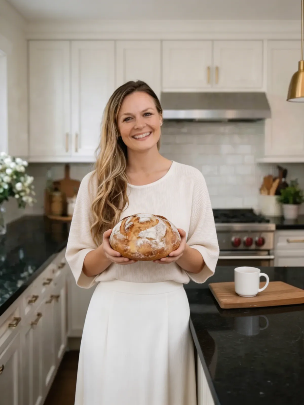 Photo of Carissa Holding a Sourdough Loaf