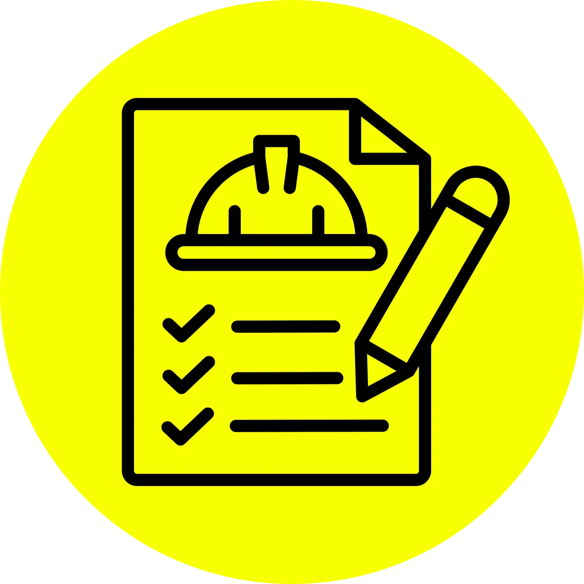 Construction checklist with hard hat and pencil icon