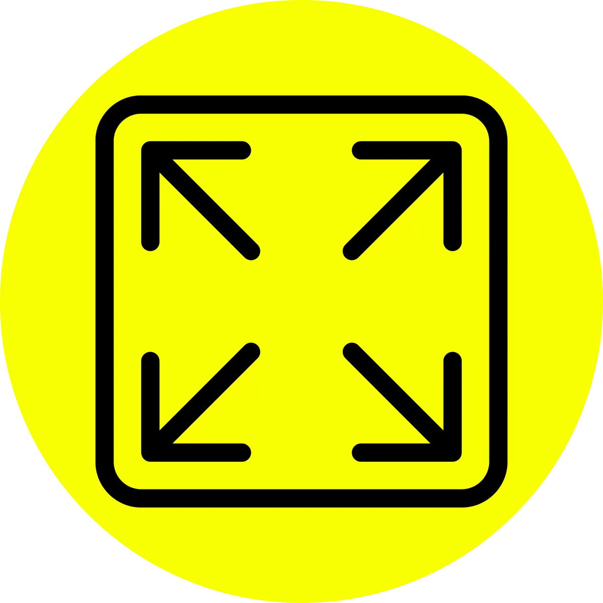 Four outward arrows representing an open interior