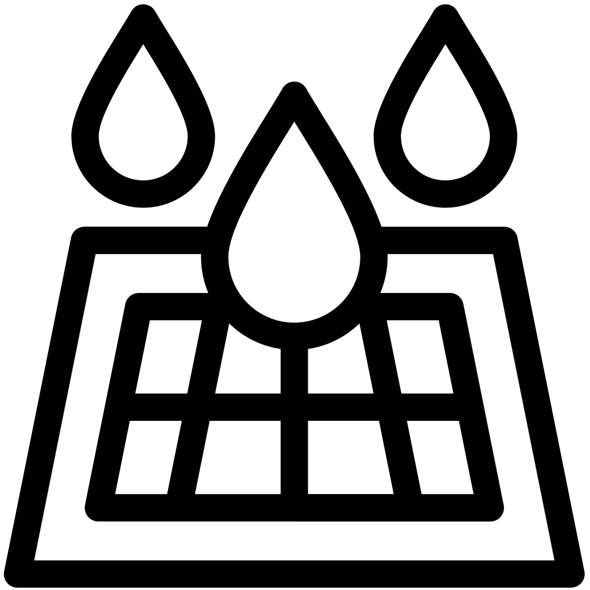 Water draining through a grate icon