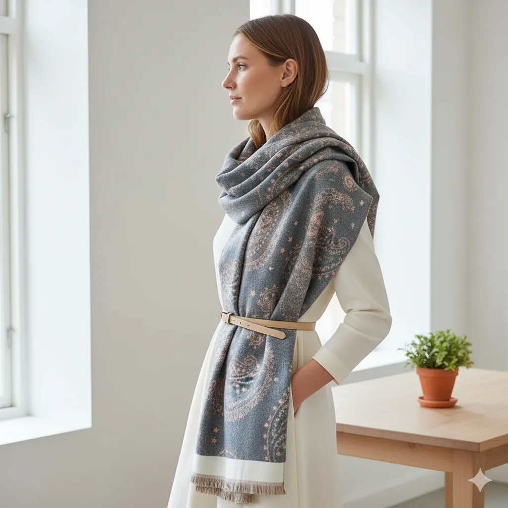 elegant woman wearing scarf