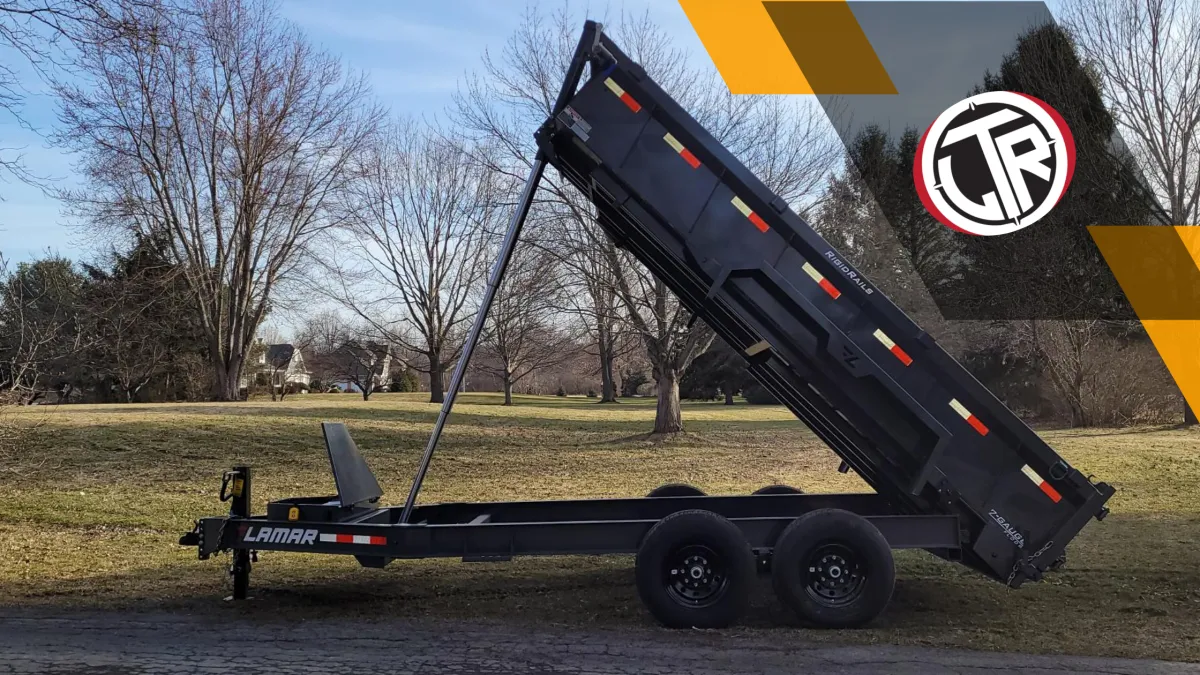Contractor-grade 7'x14' dump trailer for commercial cleanup at Lakeside Trailer Rentals in Webster, New York