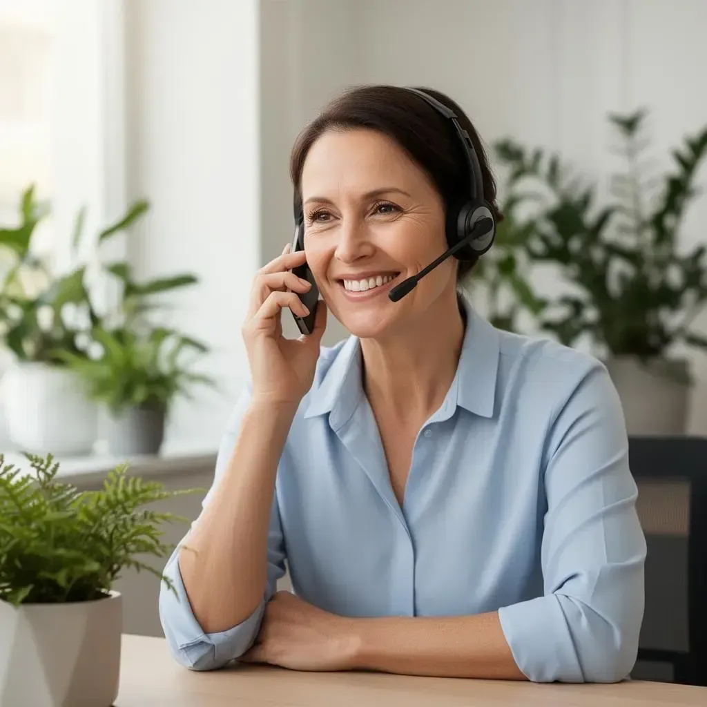 Conseillère bien-être SANTALGEN en appel téléphonique avec une cliente pour un accompagnement personnalisé