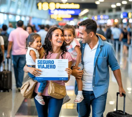 Familia con seguro de viajero